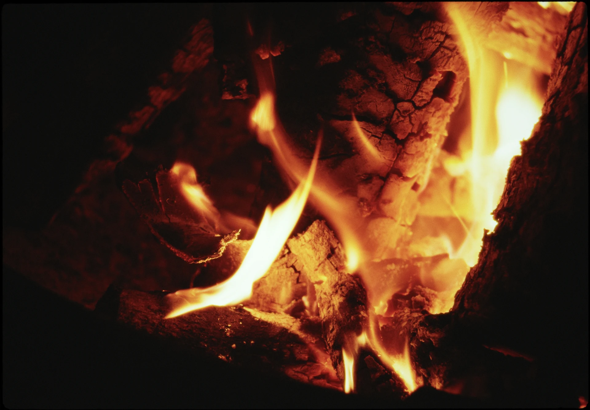 Les flammes d’un feu de bois.
